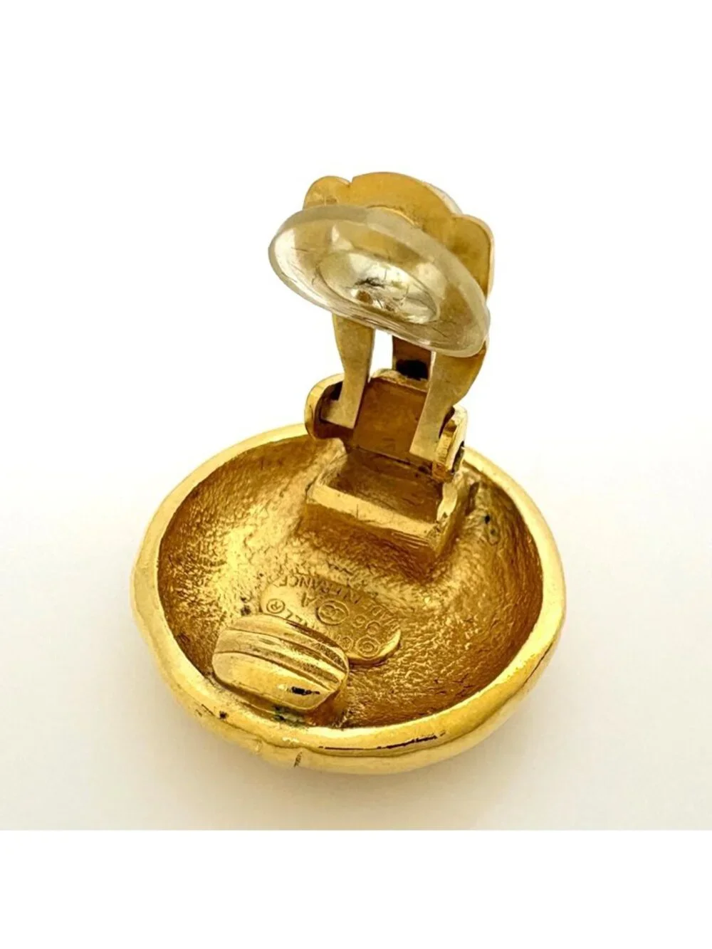 Chanel Earrings CC Logo Round Gold Plated